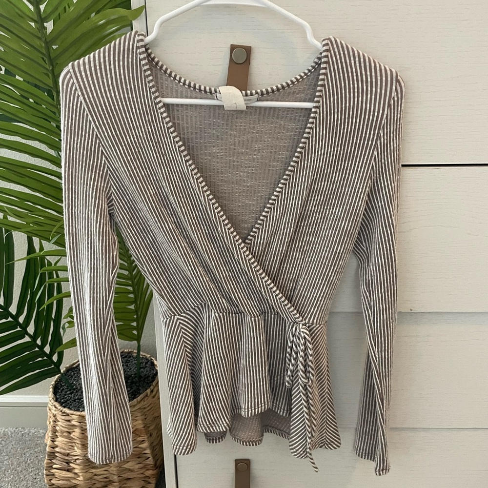 Caution To The Wind Long Sleeve Wrap Top